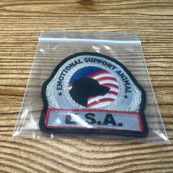 ESA - Emotional Support Animal Metallic Vest Patch 3" x 3" Dog Cat - Picture 1 of 7